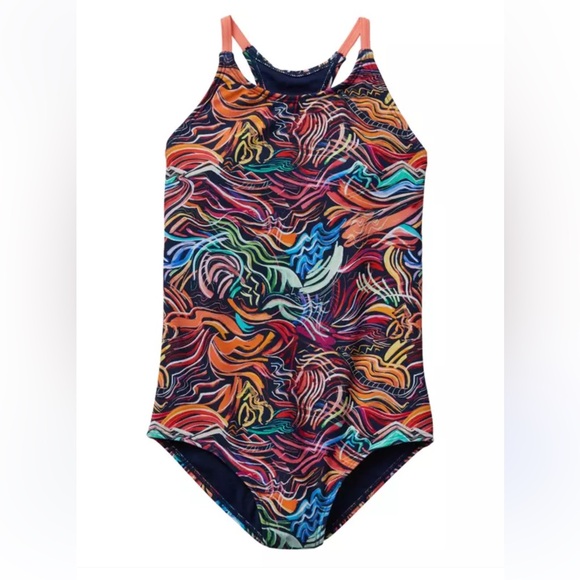 ATHLETA GIRL FIELD DAY one piece racerback colorful swimsuit swimwear XL/14 NWT - Picture 6 of 6